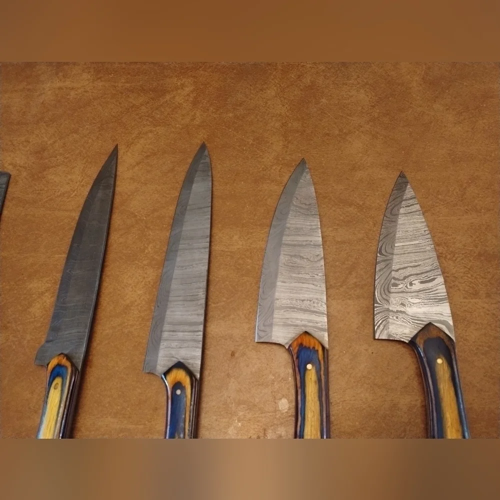 New 5 PC Damascus steel blade kitchen cooking cutlery set